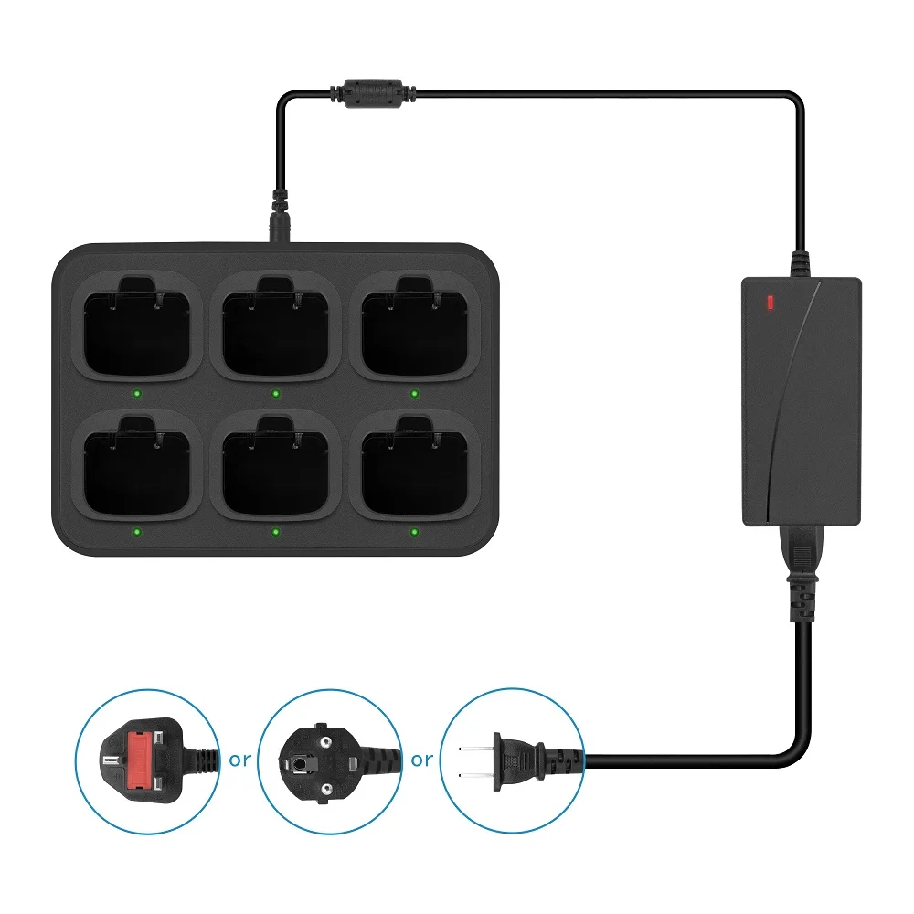 6-Way Multi-Functional Charger Adapter Rapid Charging for VX-168 VX-418 VX-428 Walkie Talkie Two Way Radio