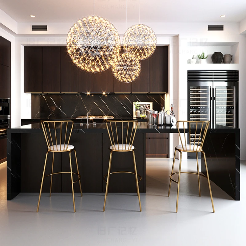 

Counter Metal High Bar Chair Kitchen European Diner Modern Nordic Bar Stool Minimalist Lounge Tabourets De Bar Room Decors