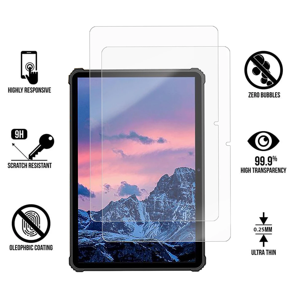 Premium 10.1 HD Tempered Glass Screen Protector - 9H Hardness, Anti-Scratch
