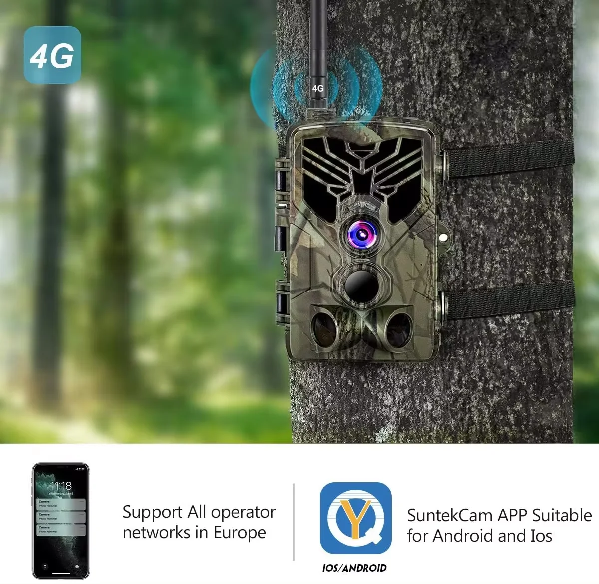 FREE APP Cloud Service Trail Camera 4G 2K 30MP Wildlife Hunting Cameras Night Vision Cellular Wireless Surveillance HC810Plus