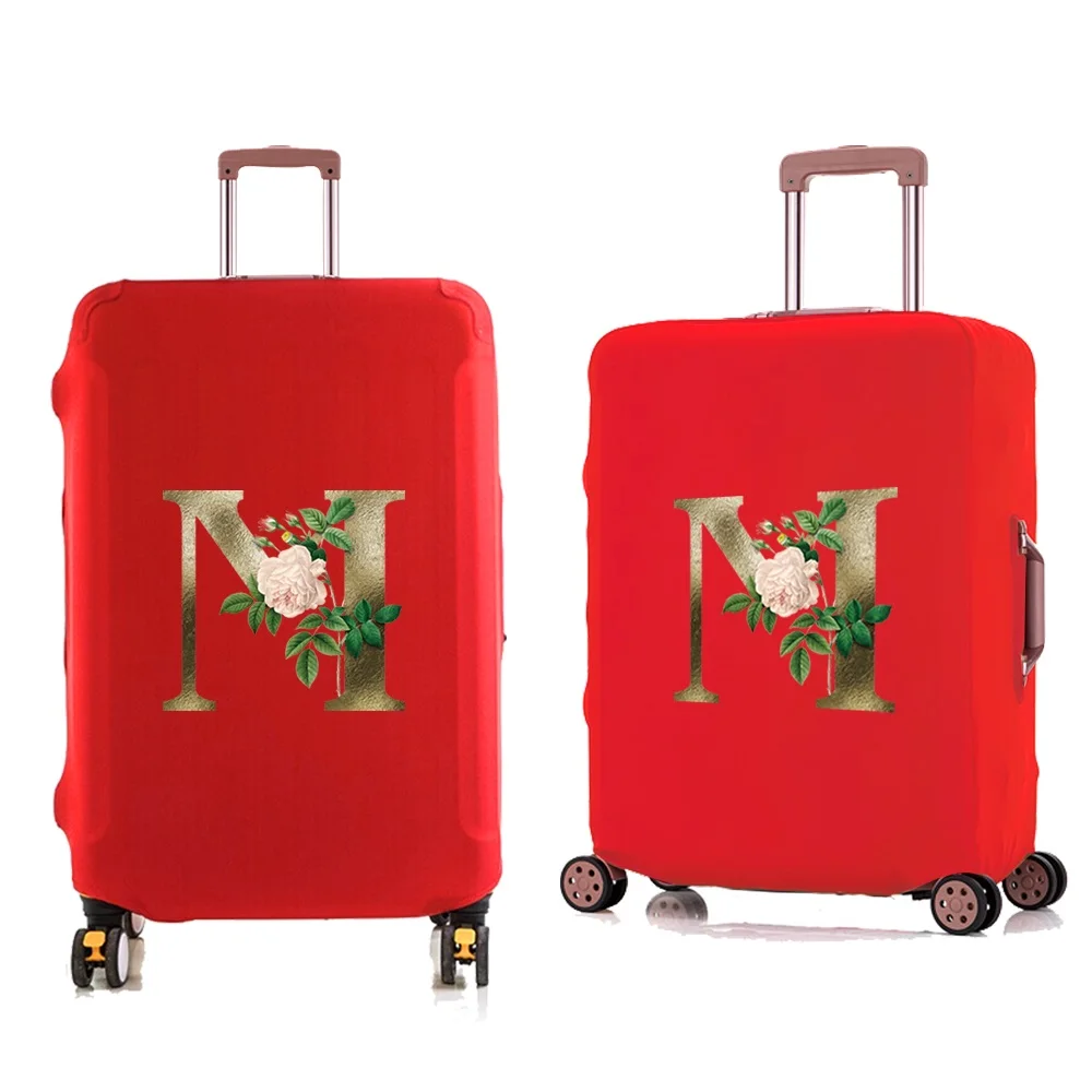 Travel Suitcase Elastic Luggage Protective Cover Golden Flower Letter for 18-28 Inch Trolley Duffle Case Traveler Accessories