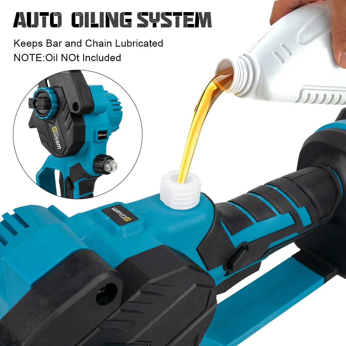 Gisam 8 Inch Brushless Electric Saw Cordless Handheld Garden Wood Logging Pruning Chainsaw Power Tools for Makita 18V Battery 6