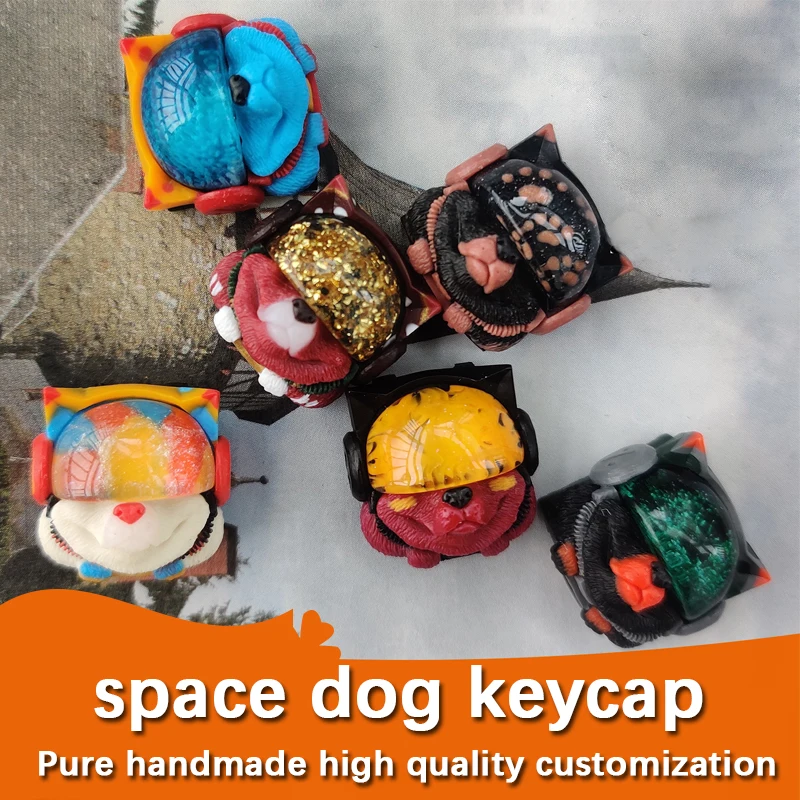 

High Quality Handmade Custom Space Dog Resin Keycaps Cherry MX Switch Mechanical Keyboard R4 ESC Profile Computer Button Keycaps