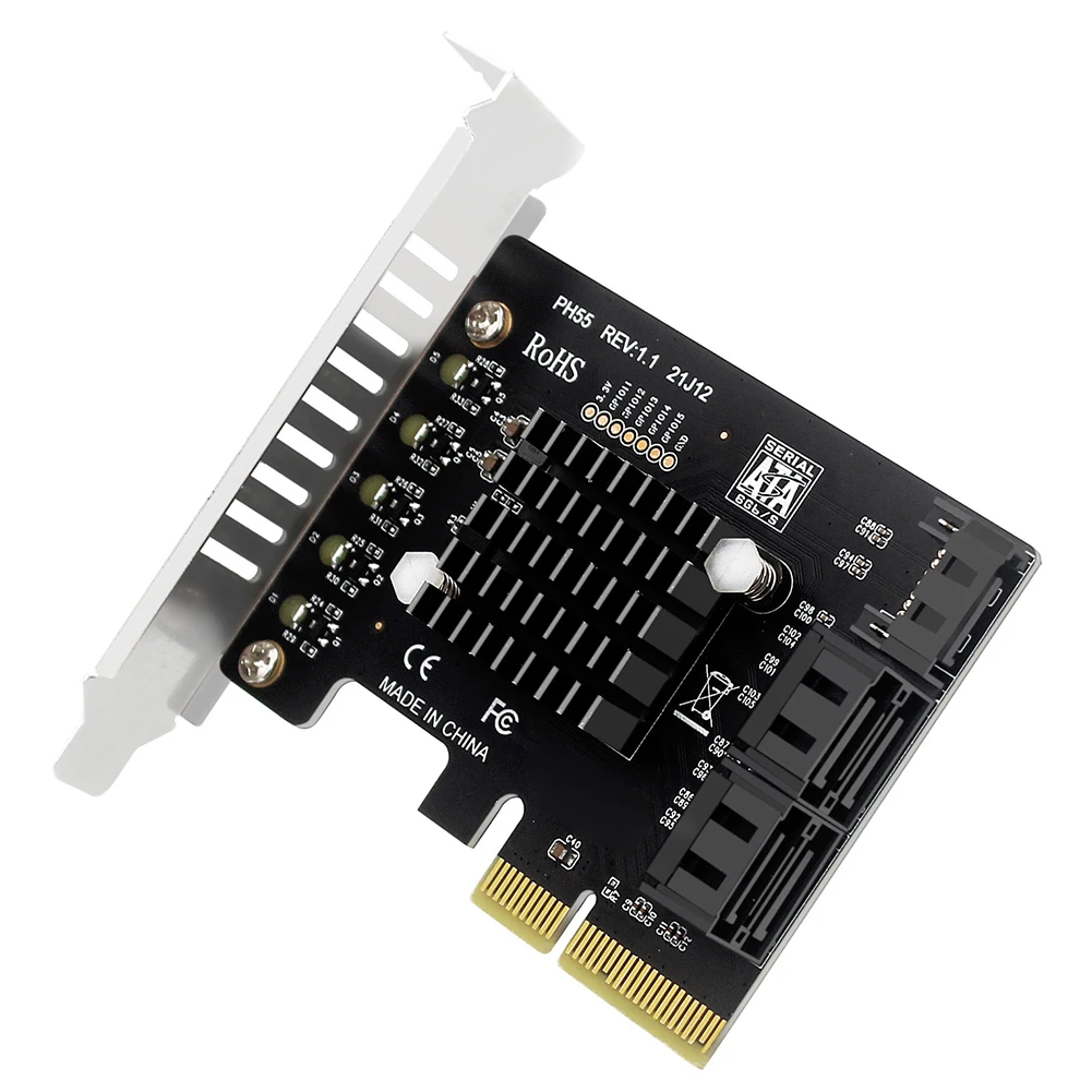 PCIe to 5 포트 확장 카드, Jmb585 칩, PCI-E to SATA 확장 카드, Windows, Linux, Mac OS용 캐스케이드 트림 지원