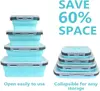 4PS Collapsible Food Storage Containers with Lids & Vent,, Kitchen Stacking Silicone Collapsible Meal Prep Container Set for