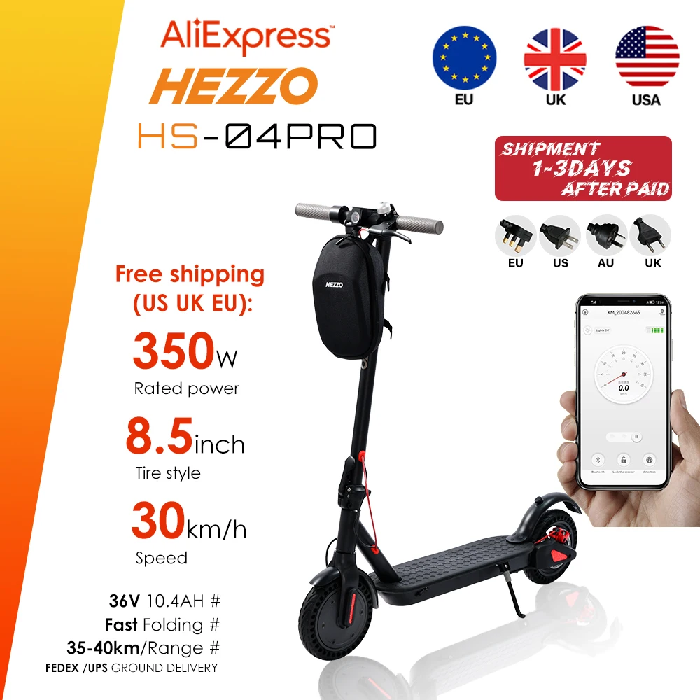 

HEZZO EUUS warehouse 36V 350W Folding Electric Scooter 8.5Inch Cheap Scooter10.4ah 30km/h Adult Electric Kick Scooter With App