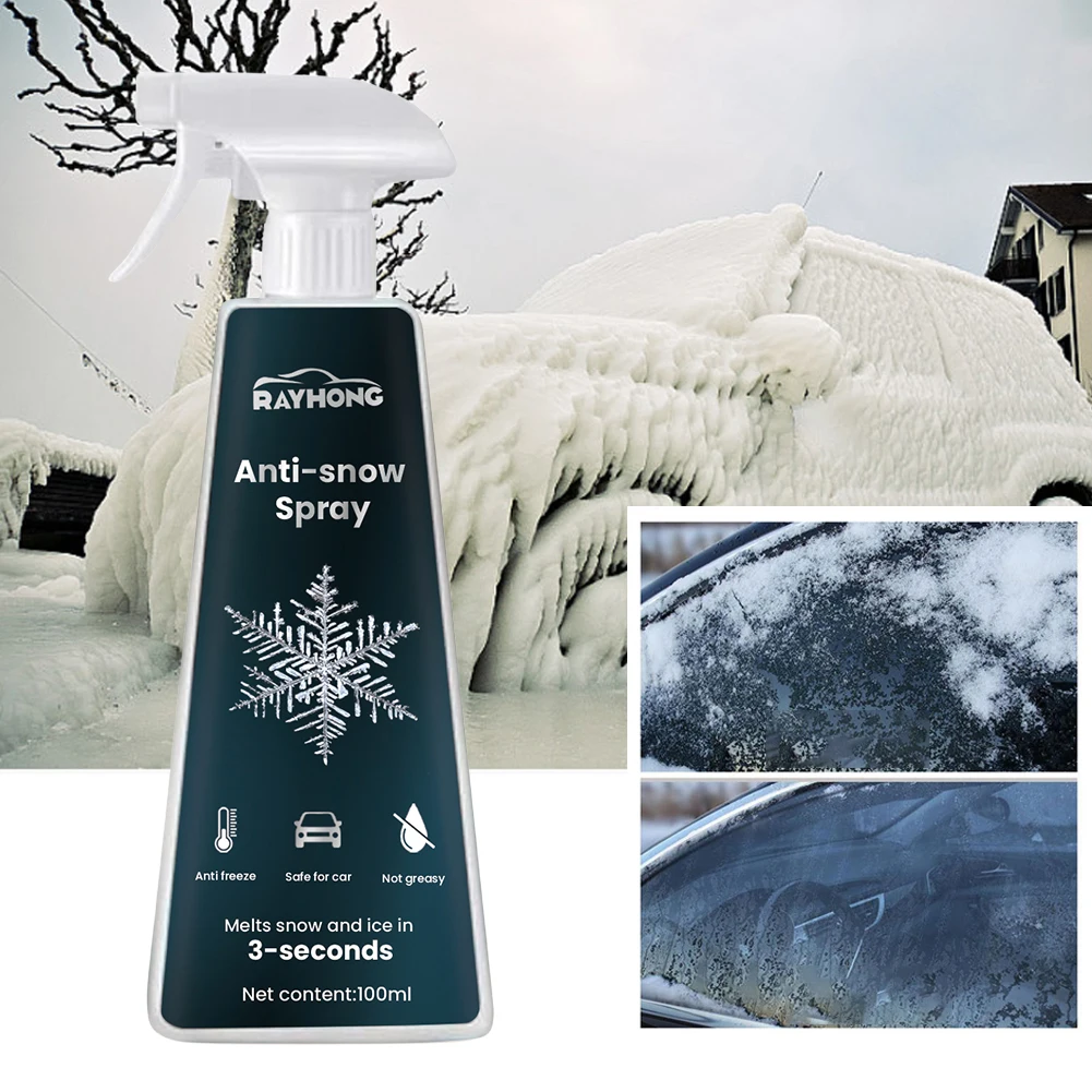 Snow Melting Defrost Liquid Instantly Melts Ice Car Window Glass Deicing Fast Ice Melting Spray for Car Windshield Window Mirror