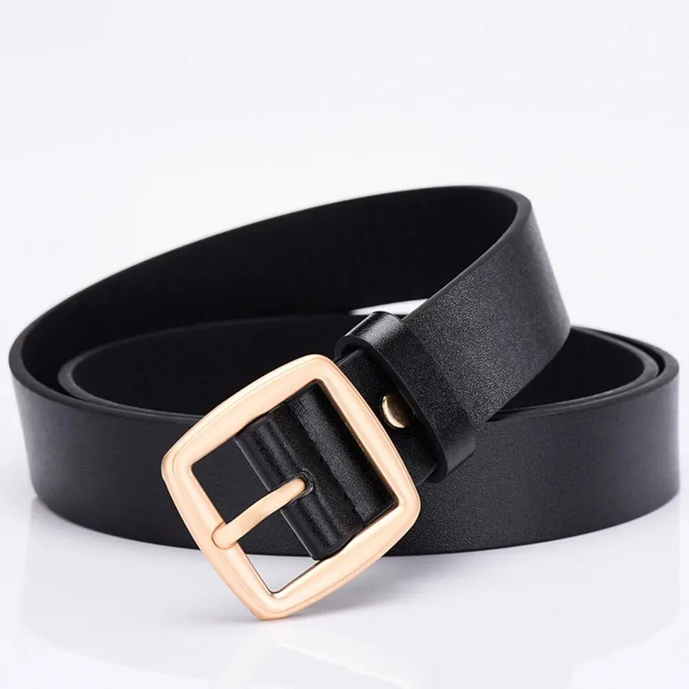 Women's Belt Soft PU Leather Belt Square Pin Buckle Jeans Belt Korean Version Chic Luxury Brand Ladies Vintage Female Waistband
