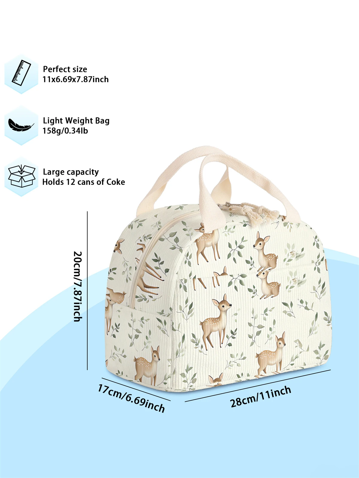 1pc- insulated lunch box bag thickened student portable lunch bag