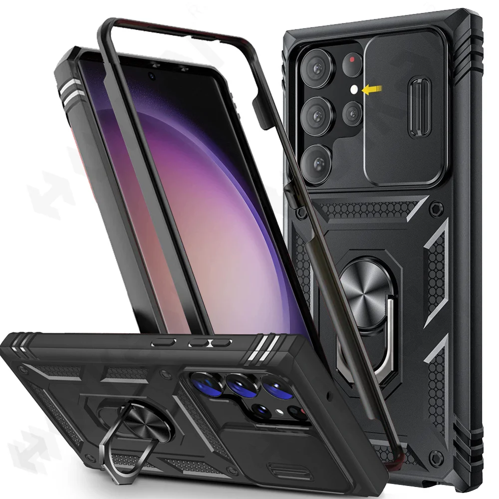 Чехол для Samsung A54 A14 A33 A52 4G 5G Galaxy S24 S23 S22 S21 FE Ultra  Plus, сверхмощный чехол с камерой, Вращающейся на градусе, с подставкой |  AliExpress