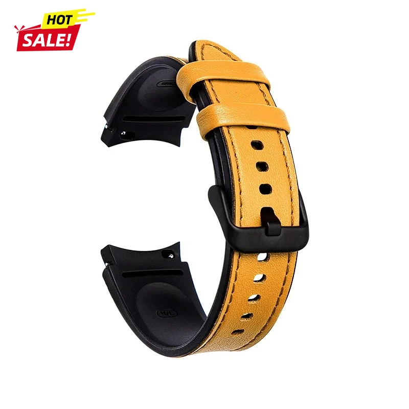 Premium Leather Grain Band with Silicone Strap