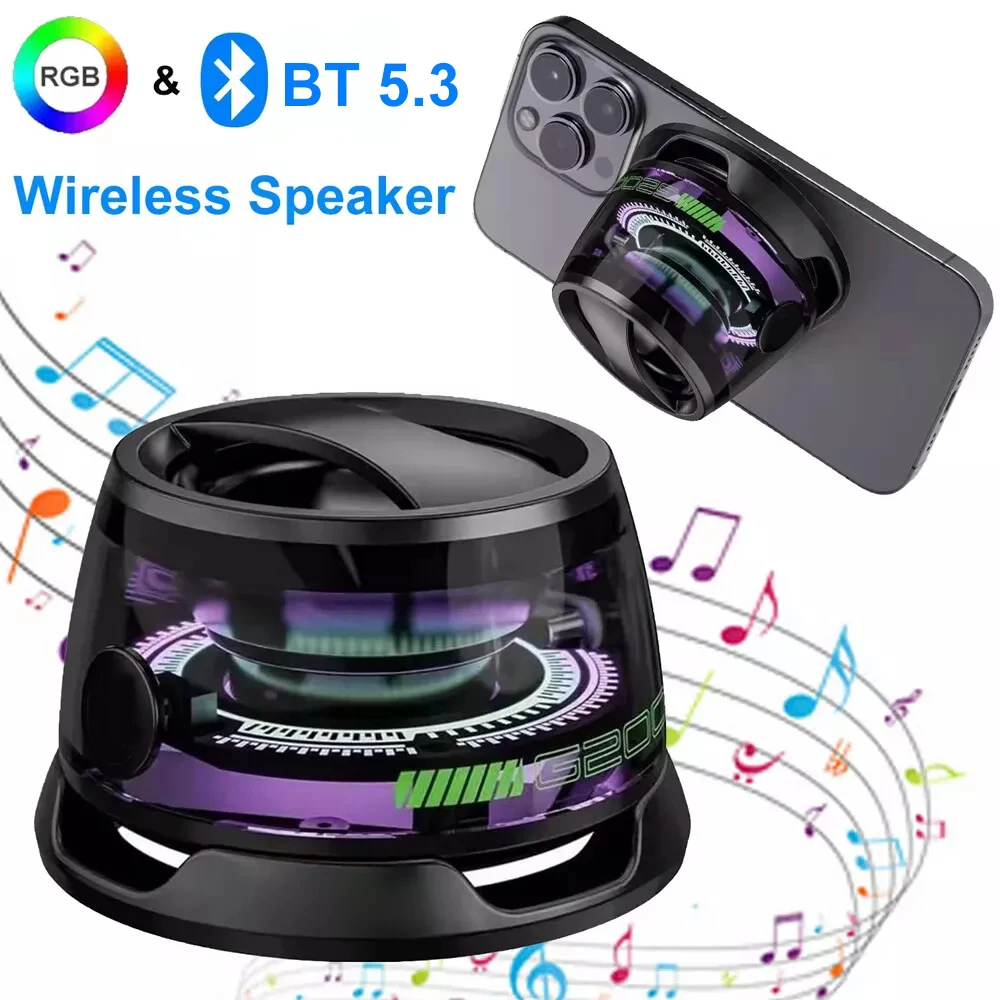 Altavoz Bluetooth 5.3 portátil G200 con luz RGB y soporte magnético
