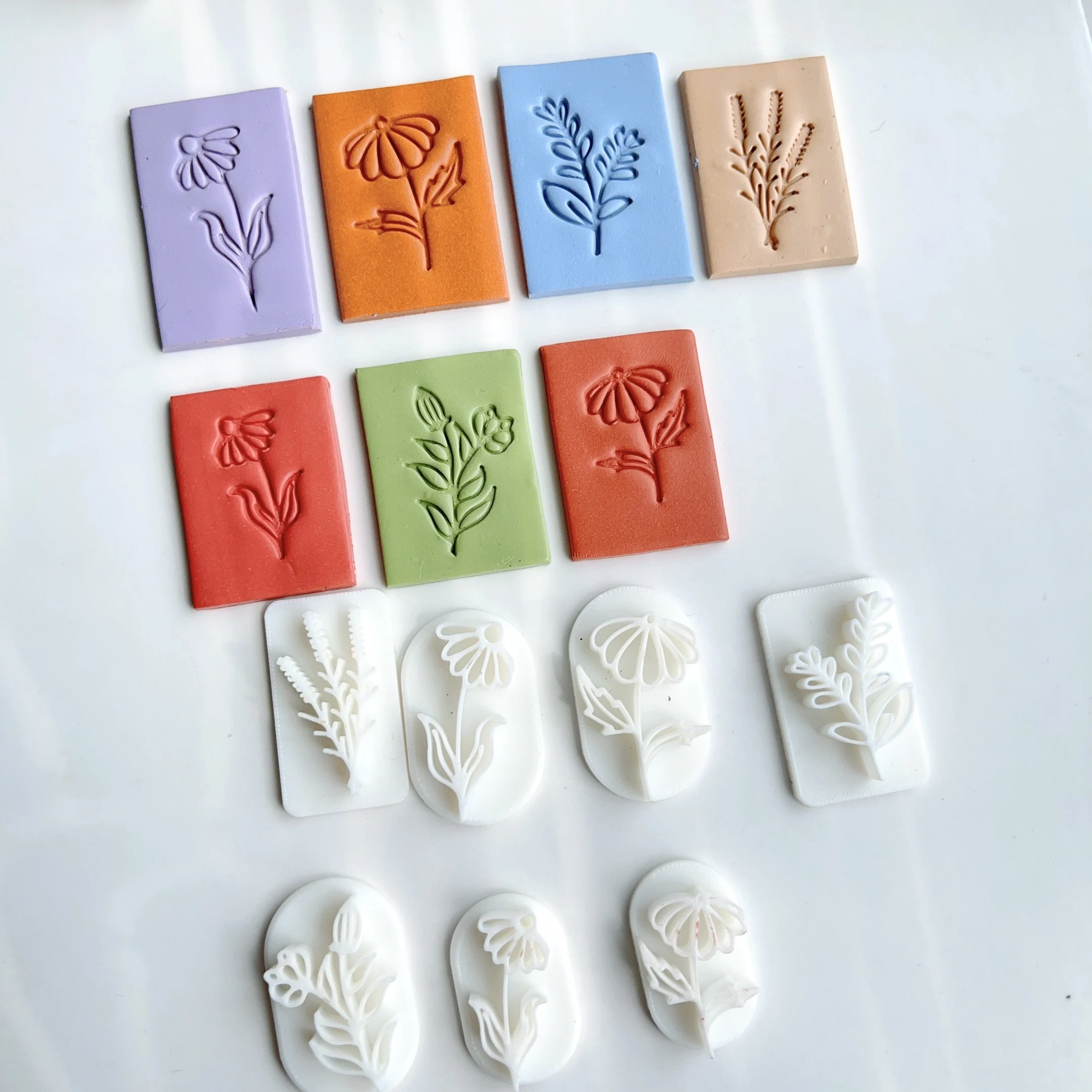 Spring Flower Polymer Clay Stamps Botanical Boho for Earrings Tools Polymer Supplies