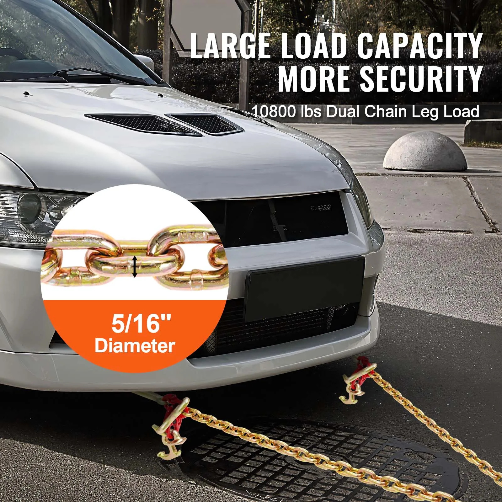 Galvanized Steel Towing Bridle Chain with Hooks for Flatbed Truck Recovery