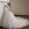 BEPEITHY Customized Vestidos De Novia Plus Size Half Sleeves Princess Wedding Dress For Women Lace Court Train New Bridal Gowns 1