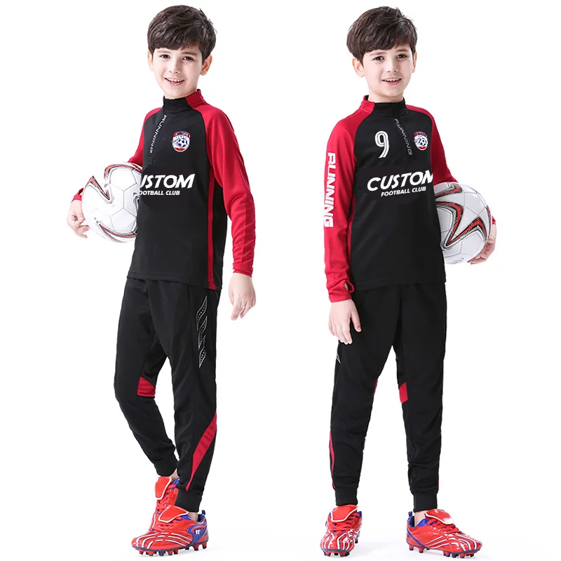 Kids Football Tracksuit Warm Fleece Soccer Sportswear Long Sleeve Soccer Tracksuit Sweatshirt Running Jogging Jacket For Boy boys soccer tracksuit
