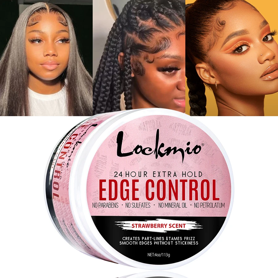 LOCKMIO 113g Edge Control Wax for Women 4c Hair Sleek Gel Cream 24 Hour Lasting Strong Hold Pomade for Slick Back Broken Hair