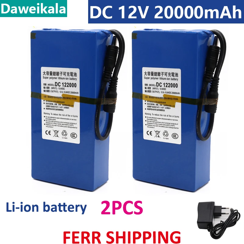 

2023 New DC 12V 20000mAh Lithium Ion Rechargeable Battery High Capacity Ac Power Charger with 4 Kinds of Traffic Free Shippin