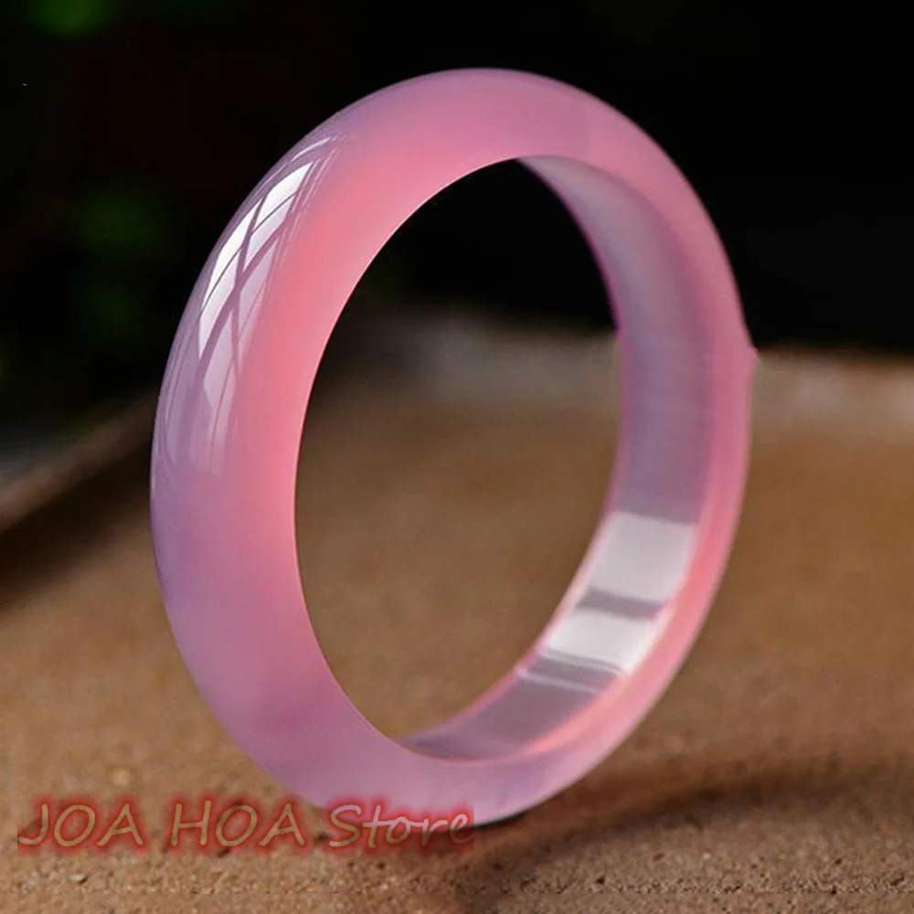 Chalcedony Ice Hibiscus Jade Pink Bracelet Women's Natural Agate Jadeite Bangle Emerald Handring Exquisite Quality Jewelry
