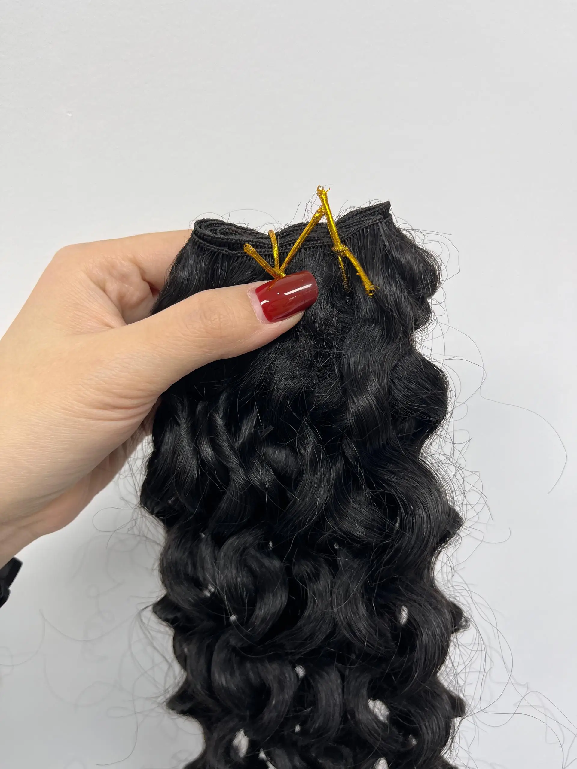 Human hair Brazilian hair weave weft sewn curly Brazilian Curly Wefts Weave Bundles |Natural Human Hair  main image 3