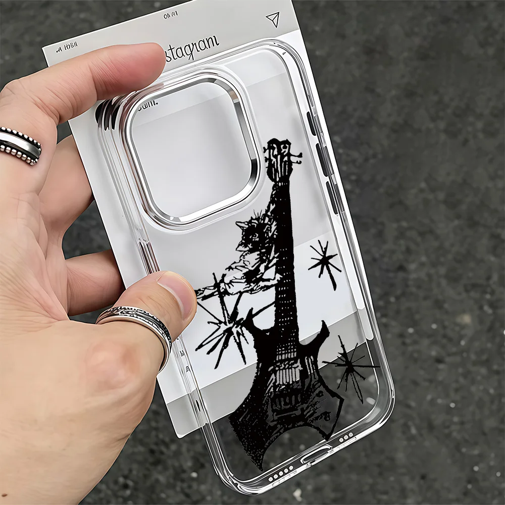 Charming Cat & Guitar Design Phone Case