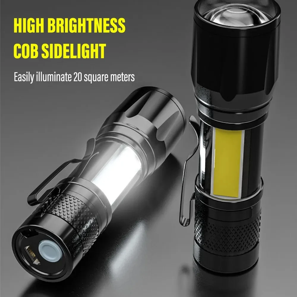 LED Flashlight Portable Zoomable Usb Rechargeable Mini Torch Lantern Emergency Outdoor Camping