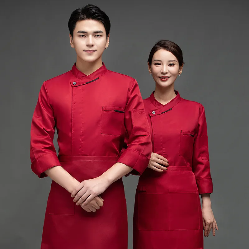 Black Chef Jacket Head Chef Uniform Restaurant Hotel Kitchen Cooking Clothes Catering Foodservice Shirt Apron Hat