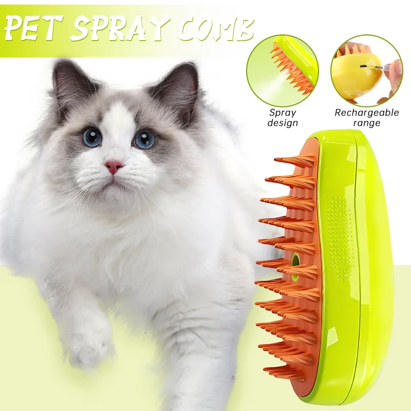 

Cat and Dog Pet Electric Spray Comb Pet Massage Comb Soft Silicone Depilation Brush USB Charging Bath Brush Pet Grooming Care
