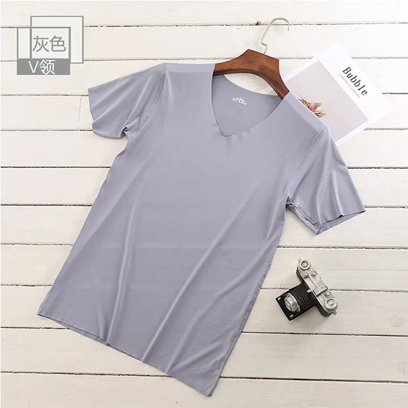 Breathable Ice Silk V Neck Short Sleeve T Shirts for Women Summer