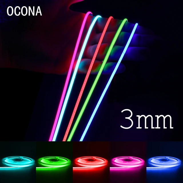 3mm Ultra Thin DC 12V Colorful COB LED Strip Lights for Home Decor Car DIY  FPV Blue/Pink/Red/Purple High Density LED Tape Colour - AliExpress