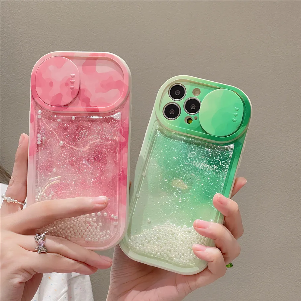 

Korea Cute Ink Rendering Push Window Phone Cases For iPhone 11 Soft Case For iPhone 12 13 14 14Pro Max Shockproof Silicone Cover