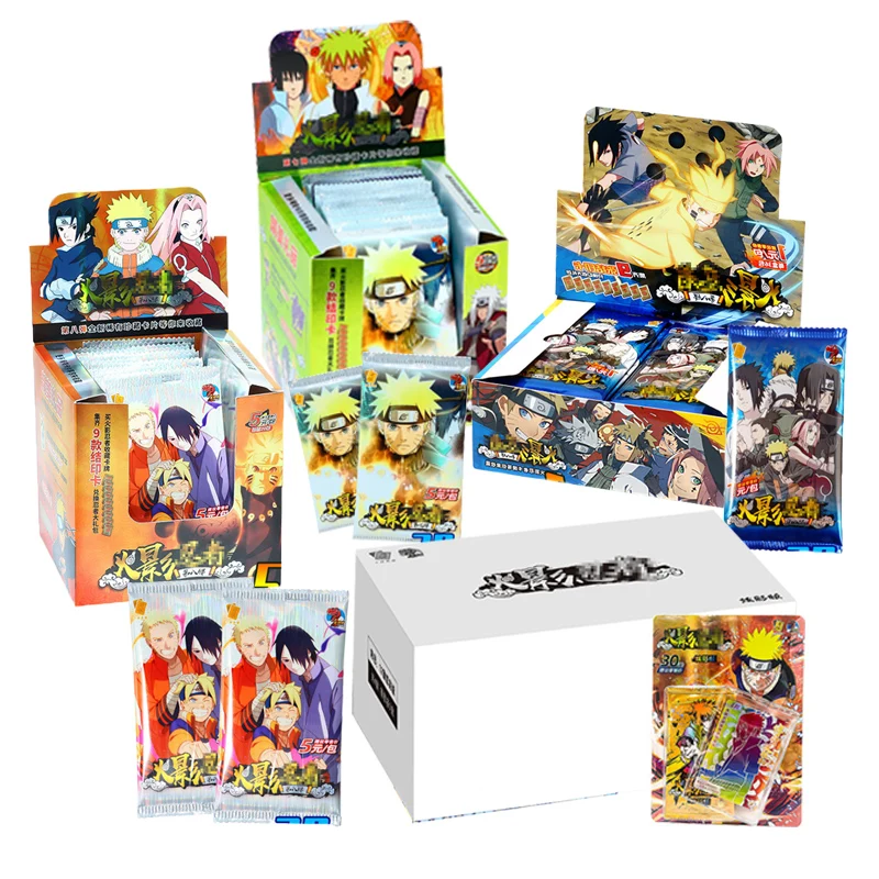 Original Naruto Anime Figures Cards Nezuko Sasuke Collection Barrage Bronzing Flash Toys Gifts for Children |