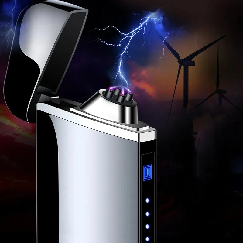 Smart Chip Electric Dual Arc USB Lighter Outdoor Windproof Pulse Plasma Flameless Digital Power Display Lighter Men's Gift 5