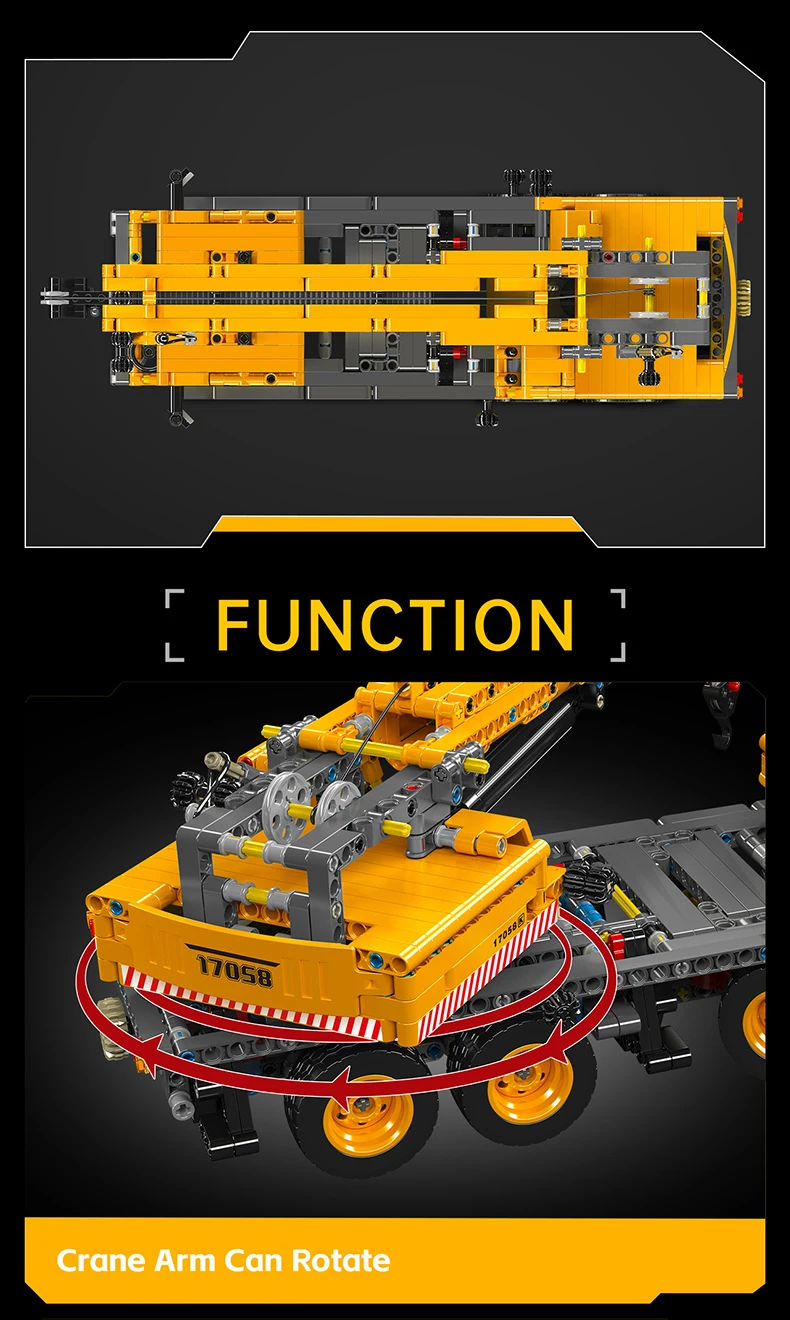 Mould King 17058 Technischer Auto-Baukasten Mechanisches Kran-Modell Montage-Set Technischer LKW Bausteine Spielzeug Kinder Weihnachtsgeschenk – Detail 3