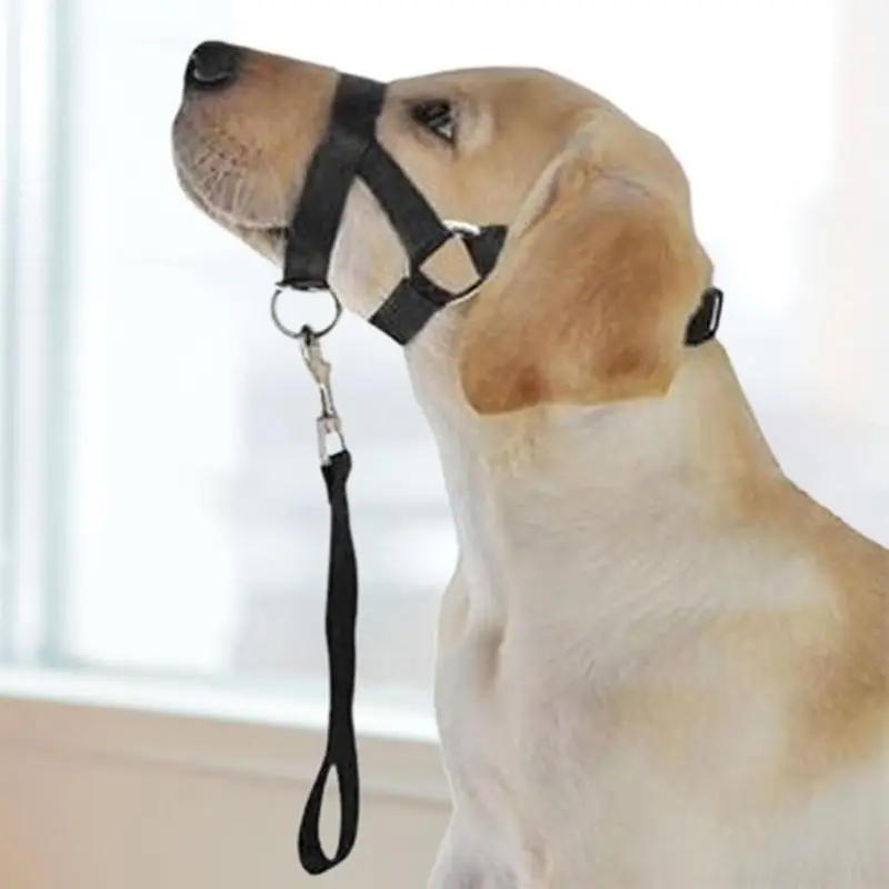 Training Harness Dog Muzzle Adjustable Halter Training Head Collar Adjustable Soft Leader Harness Anti Barking Breathable Pets