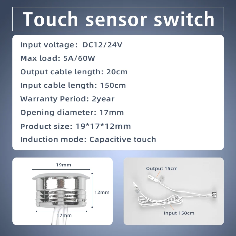 Interruttore touch per strisce LED in strip, 12mm, capacitivo