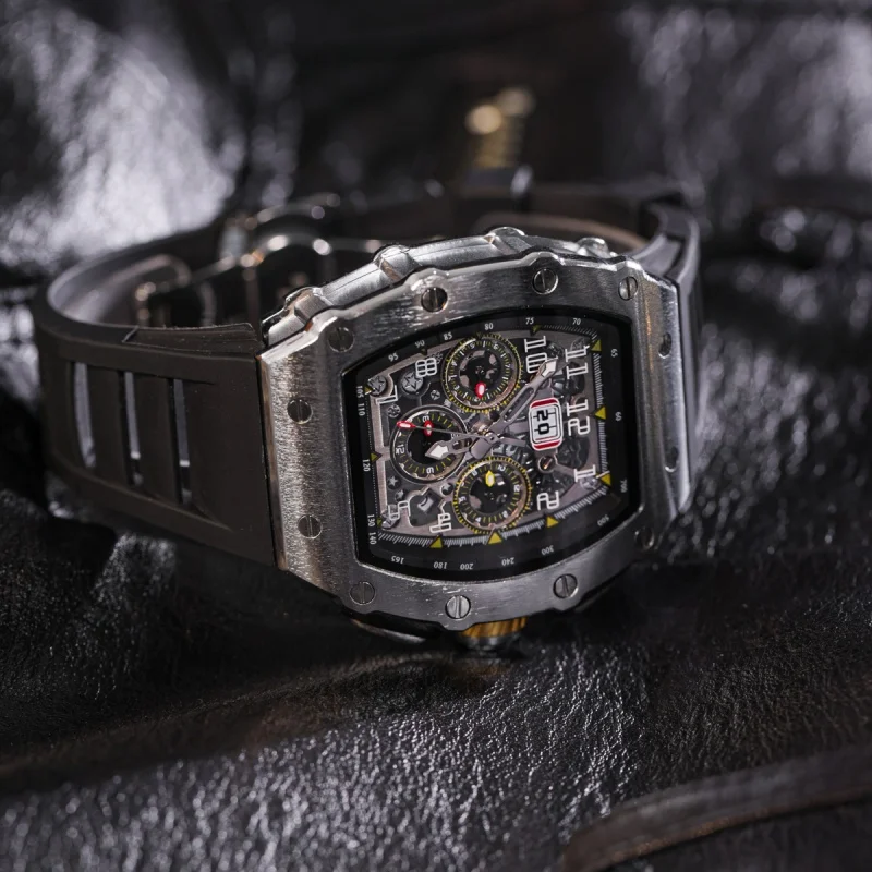 Fully automatic mechanical watch men's large dial men's trendy and fashionable wine barrel shaped mechanical watch sports men's - 6