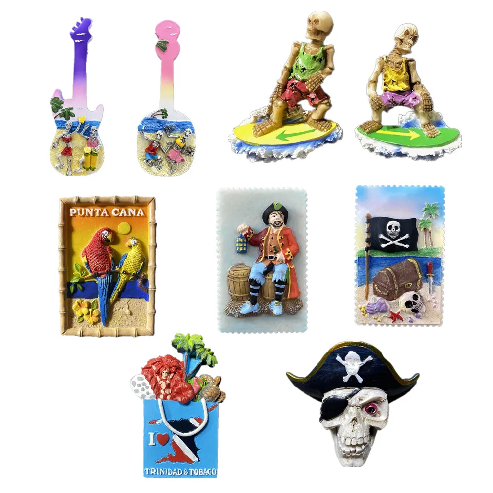 America Pirate Caribbean Sea 3D Fridge Magnets Tourism Souvenir Refrigerator Magnetic Sticker Collection Handicraft Gift magnetic fridge magnets magnetic sticker magnetic fridge stickers