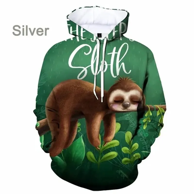 thumbnail image 1 of Sudadera con capucha con estampado 3D de animales perezosos para hombre, sudadera informal de gran tamaño, sudadera con capucha de manga larga para hombre y mujer, ropa de calle, 1 of 5