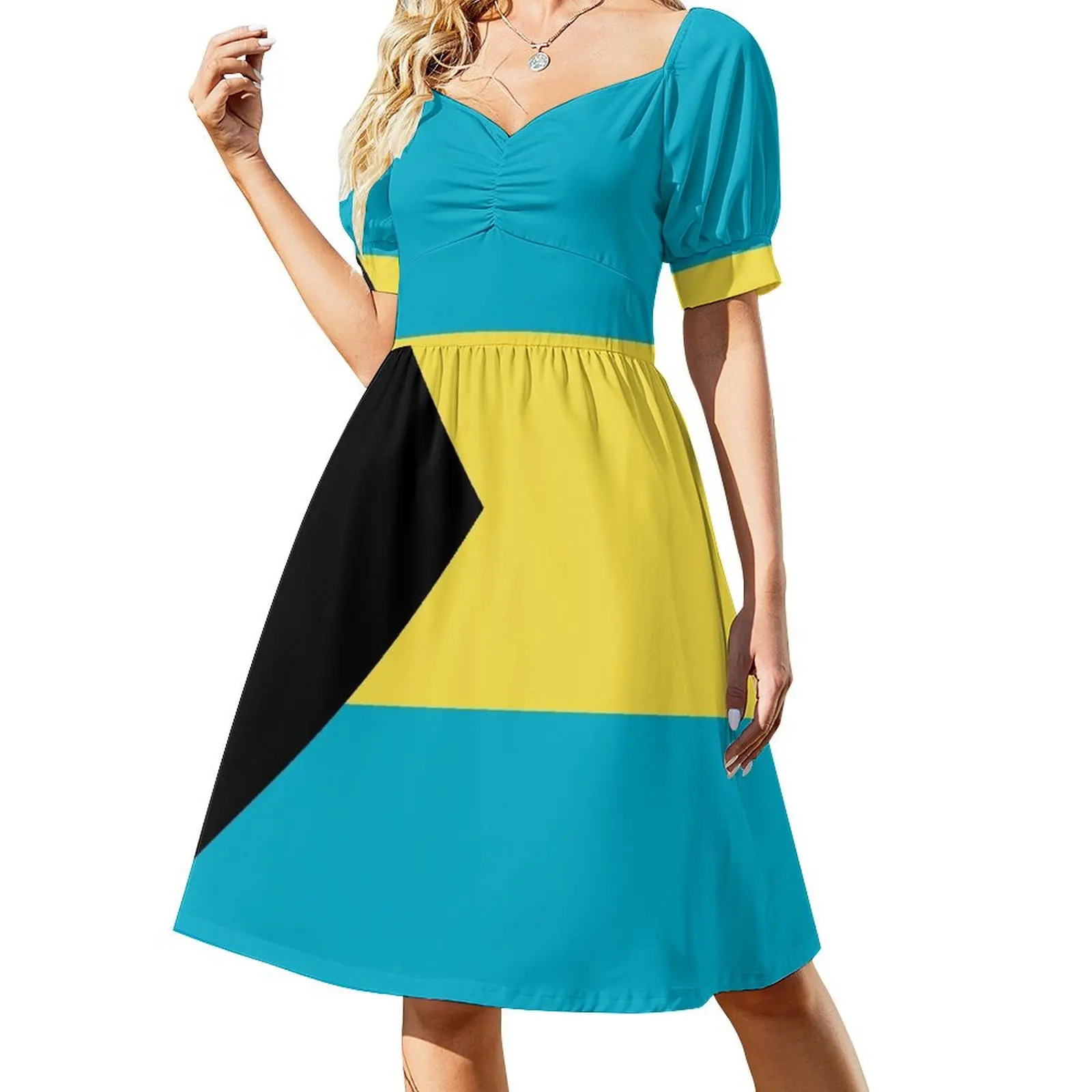 thumbnail image 1 of Bandera: Bahamas Vestido de manga corta Ropa de mujer Vestido de mujer Vestido sensual para mujer, 1 of 7