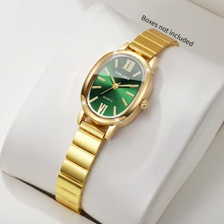 Elegant Green Women's Watch with Roman Dial and Gold Bracelet Strap - Quartz Wristwatch Gift (Gold Green No Box)