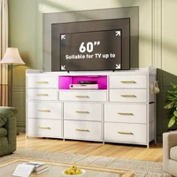 11-Drawer Dresser and TV Stand with LED Lights, Power Outlets, Shelves & Hooks for Dorm or Hallway Use, fit 60 inchs TV 3