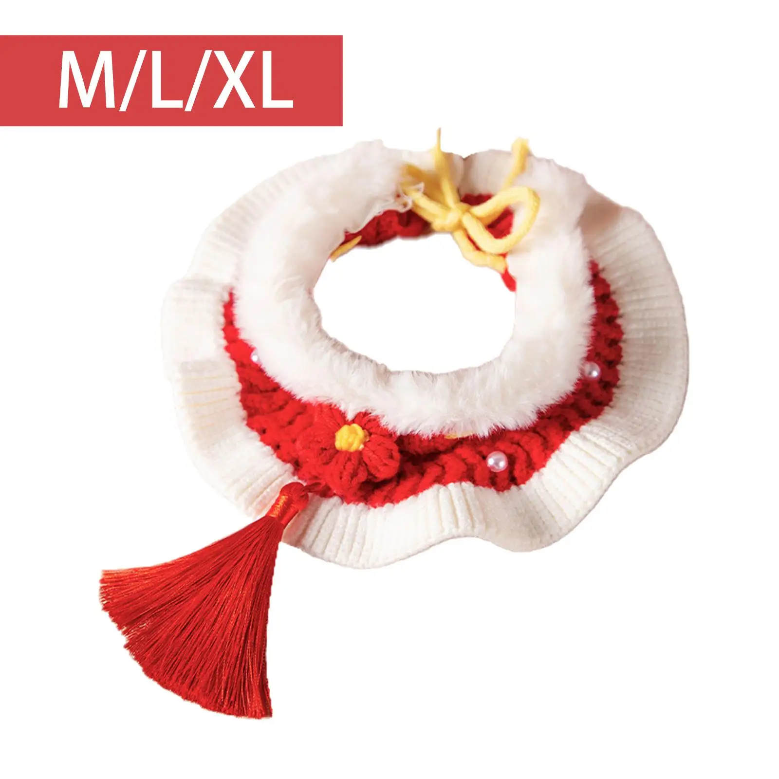 Knitting Cat Collar Chinese New Year Gift Decorative Outfit Handmade Knit Pet Scarf for Puppy Kitten Kitty Small Dog Pet Supply