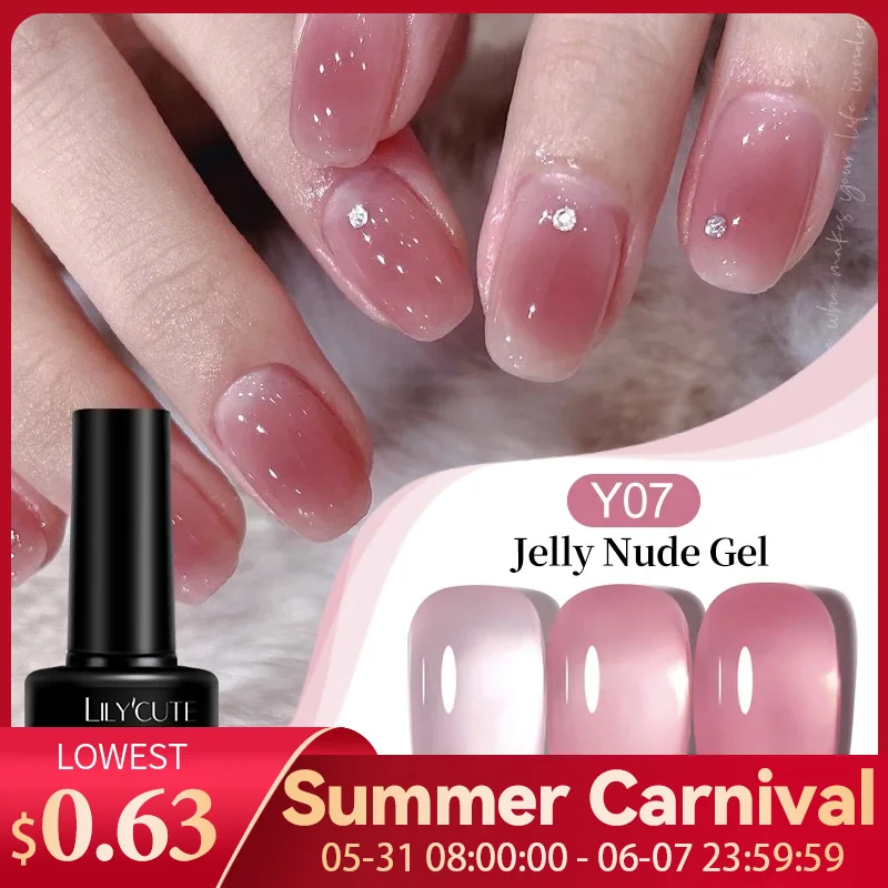 

LILYCUTE 7ml Jelly Nude Pink Peach Gel Nail Polish Spring Summer Transparent Manicure Soak Off UV Colorful Nail Art Gel Varnish
