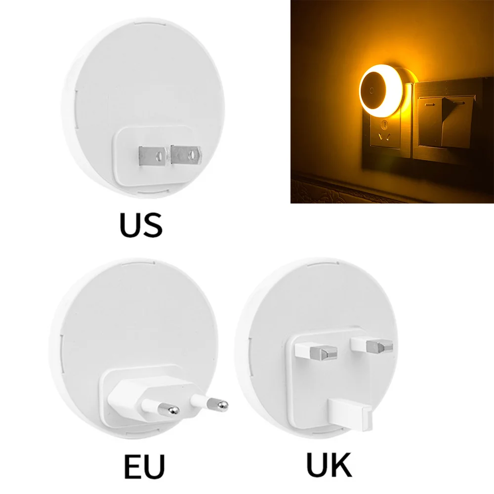 Light Sensor LED Night Light EU/US Plug-in Wall Lamp Bathroom Home