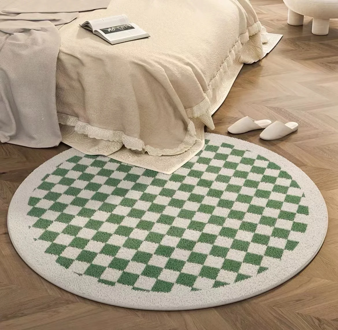 Modern Minimalist Carpets for Living Room Large Area Bedroom Decor Plush Carpet Home Plaid Round Floor Mat Thicken Lounge Rug 4