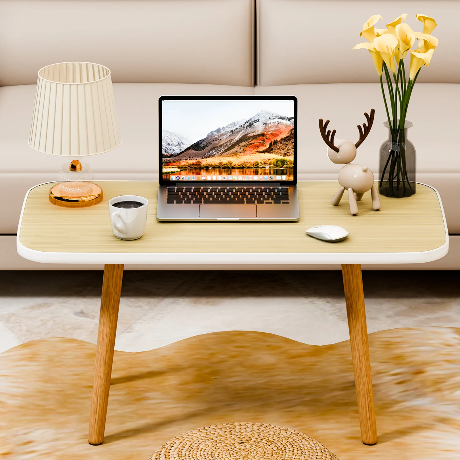 Modern Home living room coffee table small apartment dining table simple Nordic small rental sofa side