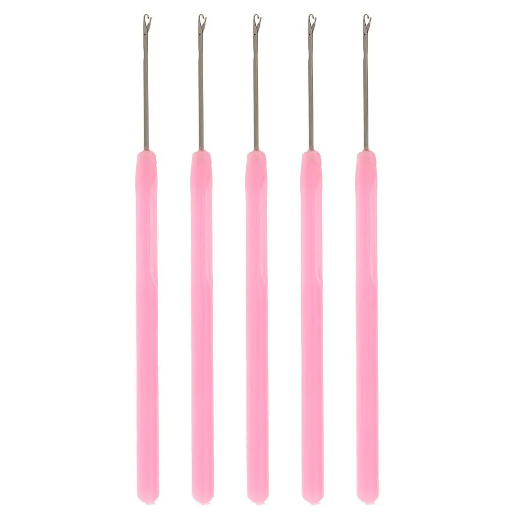 5 Pieces Professional Pulling Hook Crochet Tools for Extensions , Pink