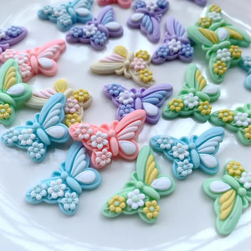 10 large Butterfly Shaped Resin Flat Back Kabochin Scrapbook Kawai DIY Decorative Accessories Hairpin Decoration resin hairpin accessories resin jewelry accessories resin flower embellishments