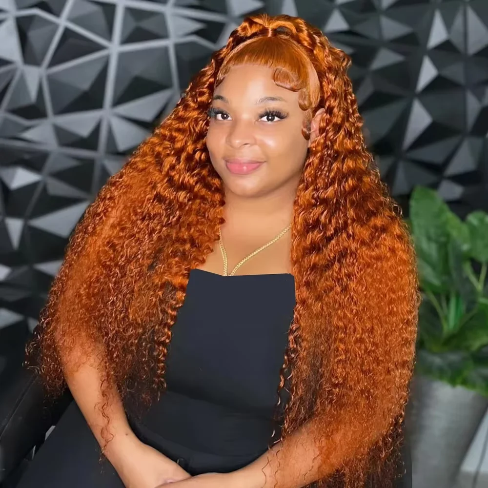 Ginger Orange Lace Front Remy Curly Human Hair Wig Ginger Orange Body Wave Lace Front Wig 22 inch Brazilian  main image 3